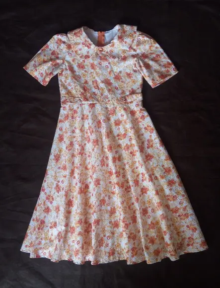 Vestido Godê Flor Laranja