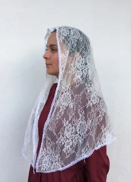 Véu de Renda Branco para Missa - Tamanho G