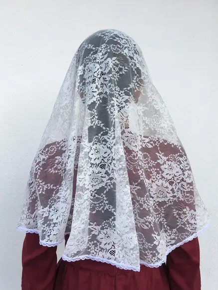 Véu de Renda Branco para Missa - Tamanho G