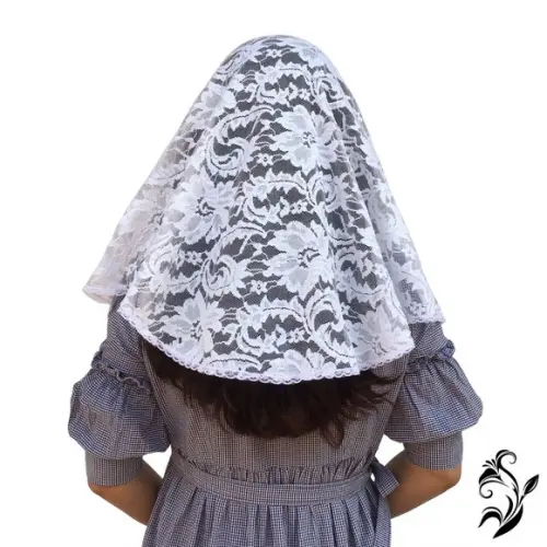 Véu de renda branco para missa - Tamanho M