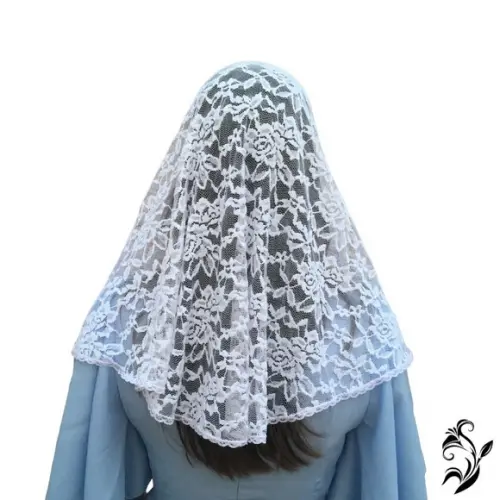 Véu de Renda Branco para Missa - Tamanho m