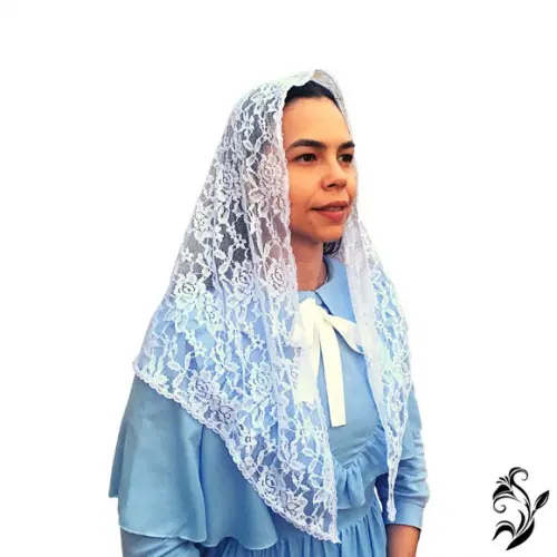 Véu de Renda Branco para Missa - Tamanho m