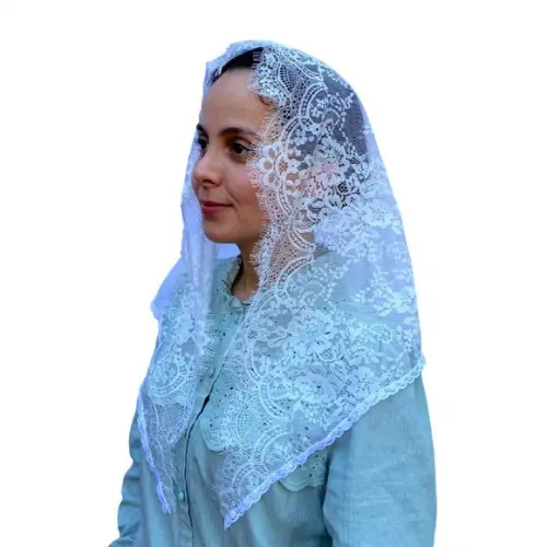 Véu de Renda Branco para Missa - Tamanho m
