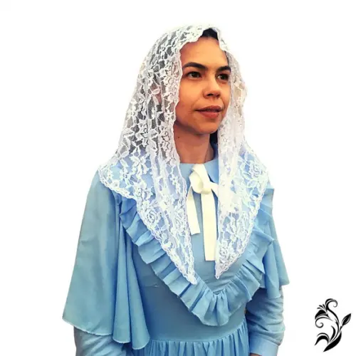 Véu de Renda Branco para Missa - Tamanho P