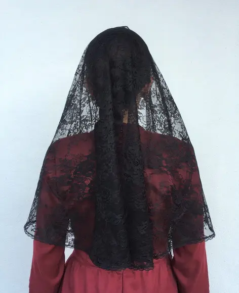 Véu de Renda Preto para Missa - Tamanho G