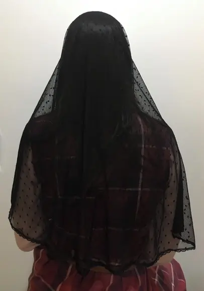 Véu de renda preto para missa - Tamanho G