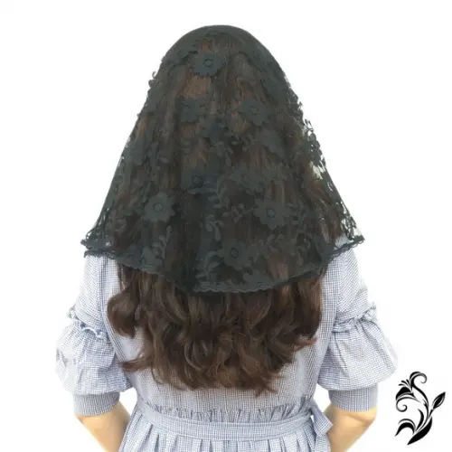 Véu De Renda Preto Para Missa - Tamanho P