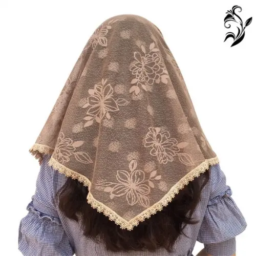 Véu Triangular Bege Para Missa - Tamanho M
