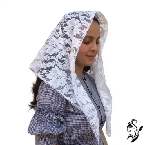 Véu Triangular Branco para Missa - Tamanho m