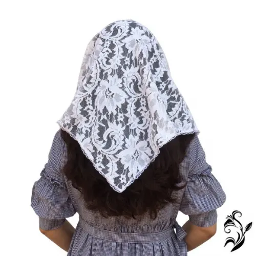 Véu Triangular Branco para Missa - Tamanho m