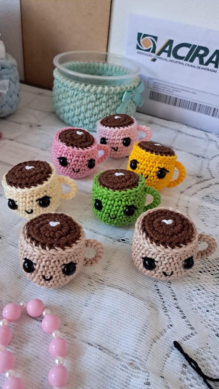 Chaveiro xicara , xicara amigurumi
