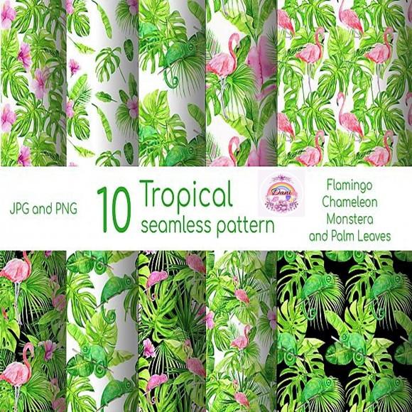 10 papéis Scrap Digital Tropical Flamingo