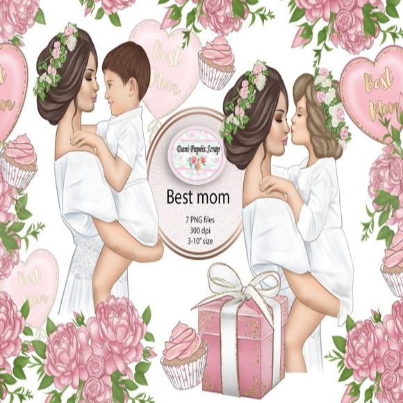 KIT 14 PAPÉIS E CLIPARTS DIGITAIS SCRAP MÃE