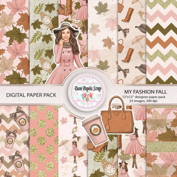 KIT 23 PAPÉIS E CLIPARTS DIGITAIS SCRAP MY FASHION FALL