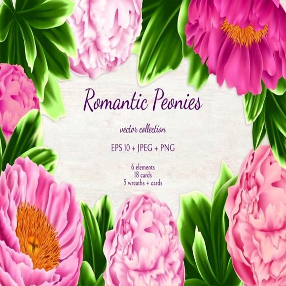 Kit de Papel Digital Scrap romantic Peonies