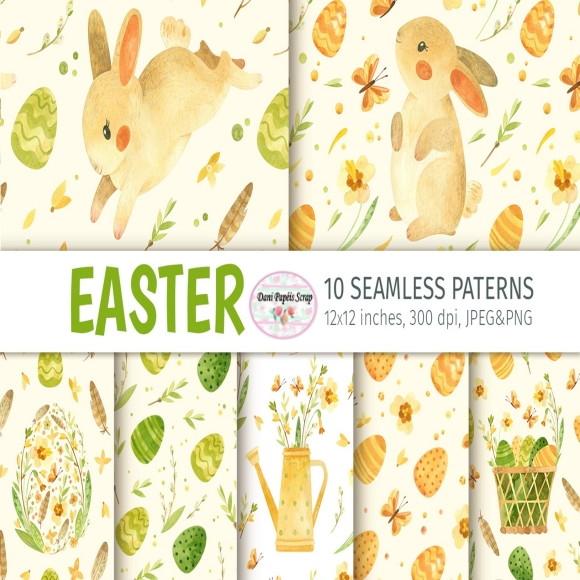 Kit Digital 10 Papéis Easter Bunny