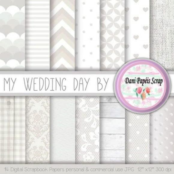 kit Digital 13 papéis Digitais wedding Cinza Scrap