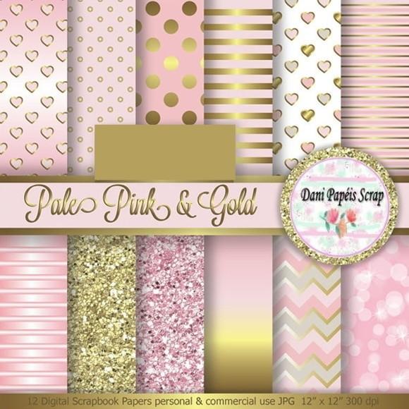 KIT DIGITAL 14 PAPÉIS SCRAP DOURADO