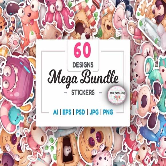 Kit Digital 60 Adesivos para Imprimir