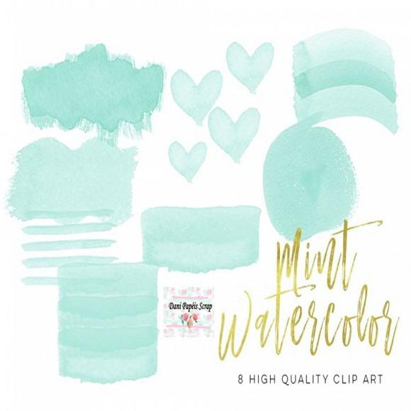 Kit Digital 8 Cliparts Aquarela Azul