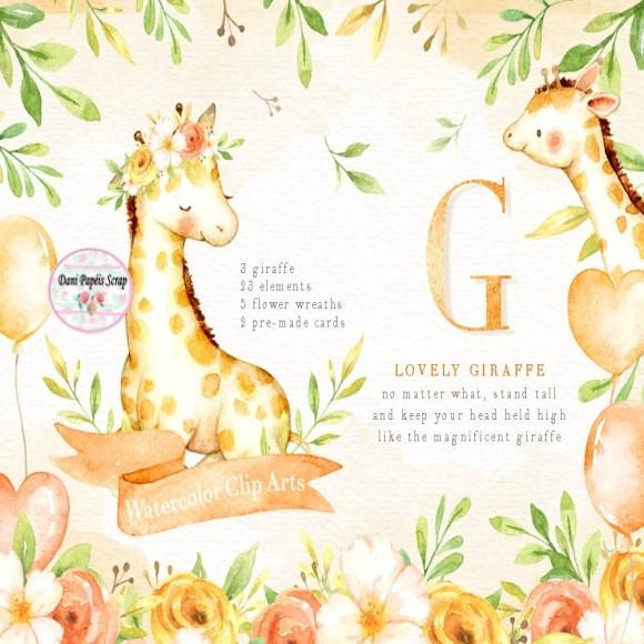 Kit Digital Amor de Girafa Aquarela