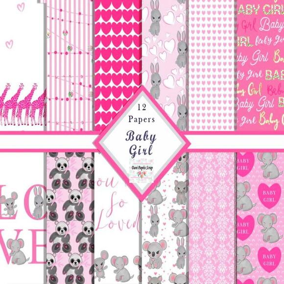Kit Digital Baby Girl Rosa