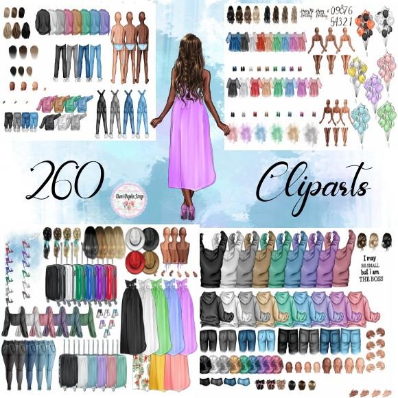 Kit Digital Bonecas 260 Cliparts