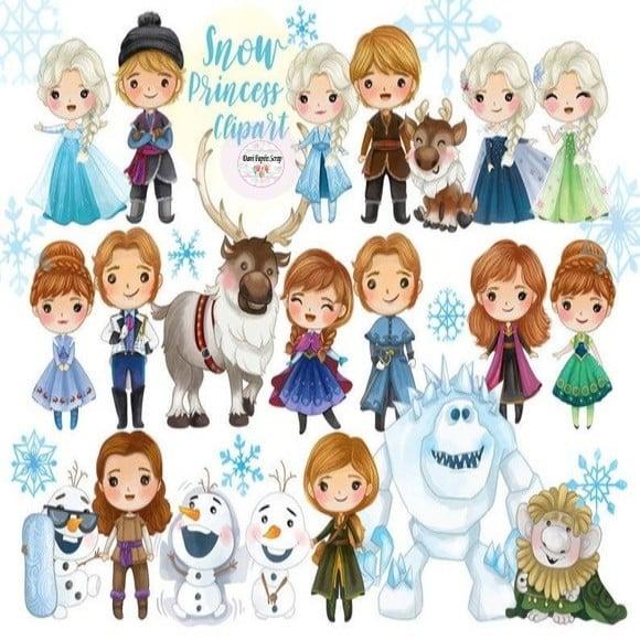 Kit Digital Clipart Cute Frozen
