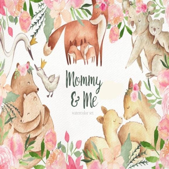Kit Digital Clipart Mommy Animais Safari