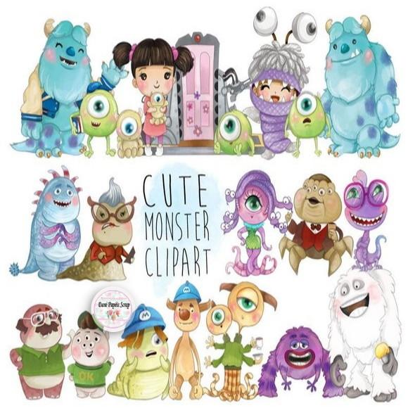 Kit Digital Clipart Cute Monster