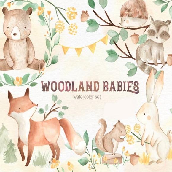 Kit Digital Cliparts Woodland Babies