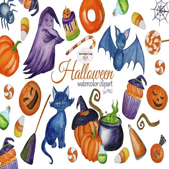 KIT DIGITAL CUTE HALLOWEEN AQUARELA