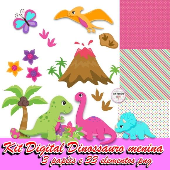 Kit Digital Dinossauro Menina