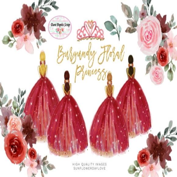 Kit Digital Floral-princess-clipart
