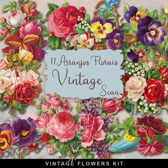 Kit Digital Flowers Vintage Scan