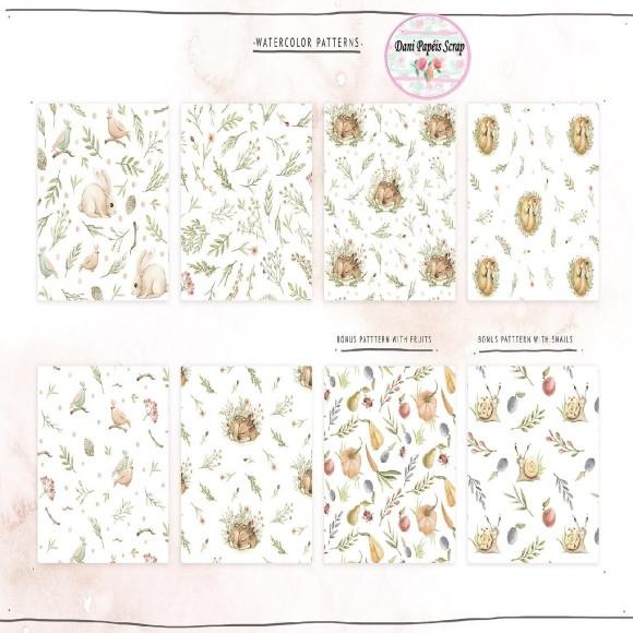 Kit Digital Floresta Baby Aquarela