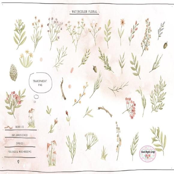 Kit Digital Floresta Baby Aquarela