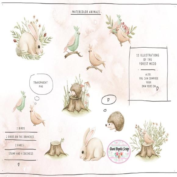 Kit Digital Floresta Baby Aquarela