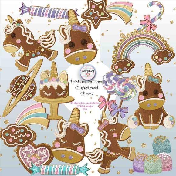 Kit Digital Ginger Unicórnio Natal Clipart