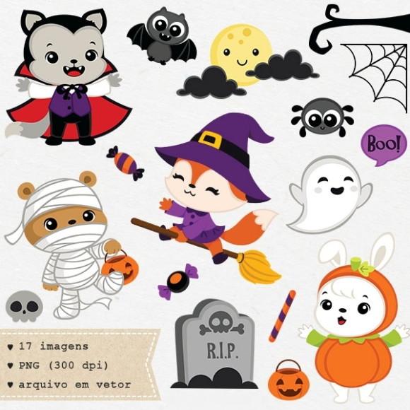 Kit Digital Halloween Vetor