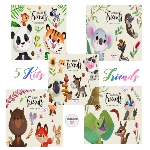 Kit Digital Jungle Friends Cliparts 5 Kits