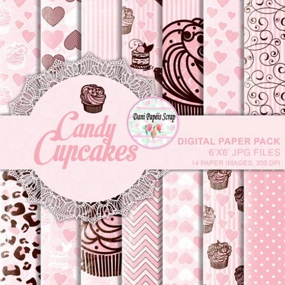 Kit Digital Papel Candycupcakes