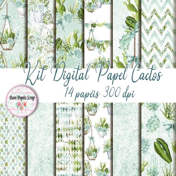 Kit Digital Papel Cactos
