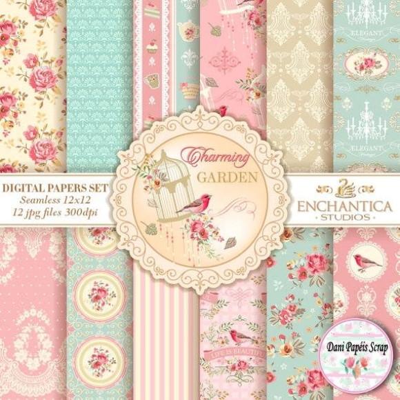 Kit Digital Papel Charming Gardem