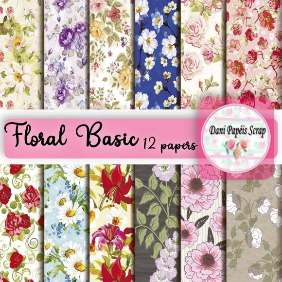 Kit Digital Papel Floral Basic