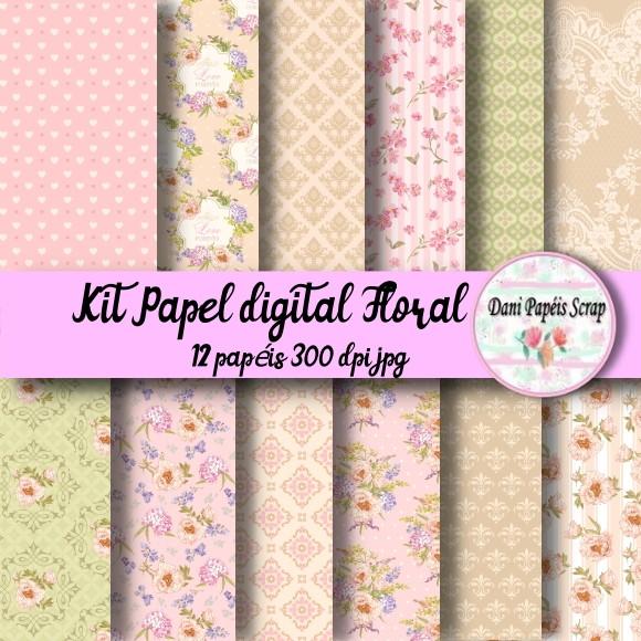 Kit Digital Papel Floral