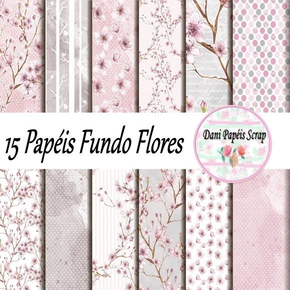 Kit Digital Papel Fundo de Flores
