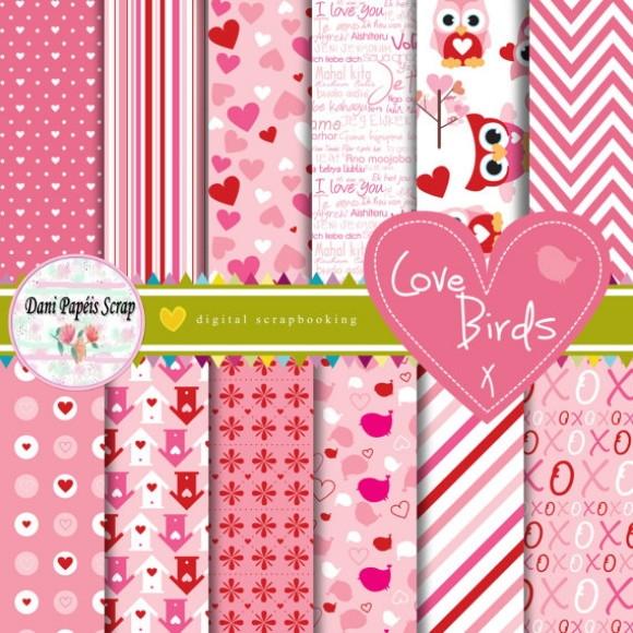 Kit Digital Papel Love Birds