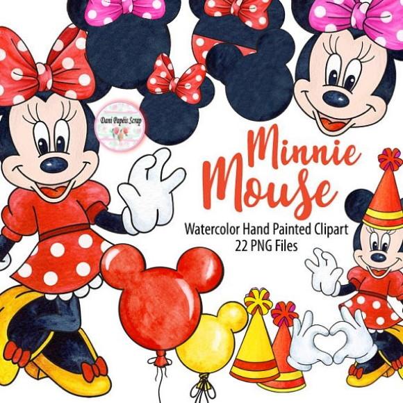 Kit Digital Papel Minni e Mouse Cliparts