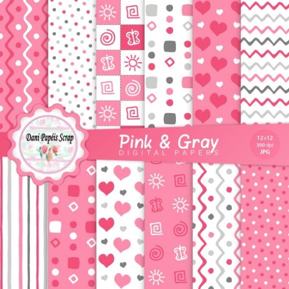Kit Digital Papel Pink & Gray